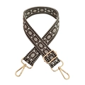 Adjustable 3.8cm jacquard guitar style bag strap with brown diamond pattern - 18-Black Grey