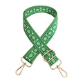 Adjustable 3.8cm green and white geometric jacquard strap with gold metal hooks - 20-Emerald Green