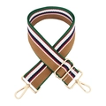 Adjustable wide replacement strap with colorful stripes and gold metal hardware - Deep Khaki Green