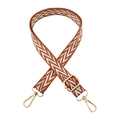 Adjustable 2.5cm jacquard shoulder strap with brown wave pattern and gold metal hardware - Gold Buckle / Brown