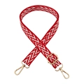 Adjustable chevron patterned strap with gold metal hardware for shoulder bags - Gold Buckle / Red