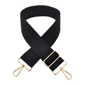 Adjustable 5cm wide black canvas shoulder strap with gold metal hooks for cross-body bags - Gold Buckle / M1-Black