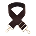 Close-up of brown 5cm wide cotton bag strap with gold lobster clasps and texture - Gold Buckle / M3-Coffee