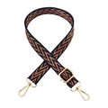 Adjustable 2.5cm jacquard shoulder strap with blue and caramel geometric zigzag pattern - Blue and Brown