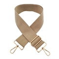 Detail of beige canvas bag strap with adjustable gold-tone buckle and lobster clasps - Gold Buckle / M4-Khaki