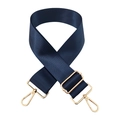 Detail of navy blue nylon shoulder strap with adjustable golden metal buckle and hooks - Dark Blue