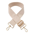 Macro detail of adjustable beige canvas bag strap with high-quality gold metal hardware - M6-Off White