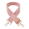 Detail of adjustable pink woven 5cm wide cotton shoulder strap with gold metal buckles - M8-Light Pink