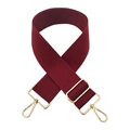 Detail of adjustable wine red wide canvas shoulder strap with gold lobster claw clasps - M10-Wine Red