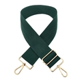 Detail of dark green woven strap with gold metal lobster clasps and adjustable buckle - M11-Dark Green
