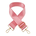 Macro view of pink nylon bag strap with herringbone texture and gold metal hooks - Water Pink
