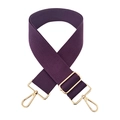 Close-up of adjustable purple cotton wide shoulder strap with gold metal hooks for handbags - M15-Dark Purple