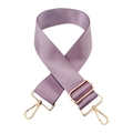 Detail of lavender nylon wide bag strap with gold metal buckle and twill texture - Light Purple