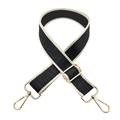 3.8cm wide adjustable bag strap with black and white Greek Key pattern and gold hardware - Black