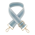 Detail of adjustable blue and white striped fabric strap with gold metal lobster clasps - Haze Blue