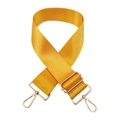 Close-up of bright yellow nylon strap with gold lobster clasps and adjustable buckle - Silver Clasp / Yellow