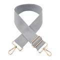 Macro shot of 5cm light gray cotton bag strap with gold metal swivel hooks and slider - M22-Light Grey