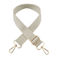 Detail of adjustable geometric checkered strap with high-quality gold metal hardware - 11-Beige and Light Grey Checkered