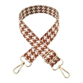 Detail of 3.8cm adjustable houndstooth bag strap with gold-tone swivel lobster clasps - Tan