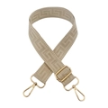 Adjustable beige wide shoulder strap with Greek key pattern and gold metal hooks - Beige Apricot