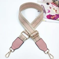 Pink herringbone wide woven strap with golden metal buckles on minimalist background - Light Pink