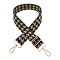 Detail of adjustable 3.8cm houndstooth jacquard strap with gold-tone lobster clasps - Black Khaki