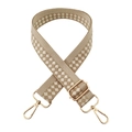 Detail of adjustable checkered strap with premium gold metal swivel snap hooks - 24-Khaki and Beige Checkered
