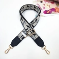 Adjustable woven wide shoulder strap with beige black geometric pattern and gold clips - Patchwork Black