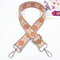 Ethnic style embroidered bag strap in orange and white with golden metal swivel hooks - Gold Buckle / Snowflake Orange