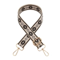 Detail of adjustable woven bag strap with black and white geometric snowflake patterns - Black Snowflake/Star