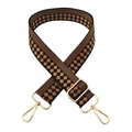 Close-up of woven adjustable shoulder strap with brown and black geometric diamond patterns - 31-Black and Brown Checkered