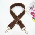 Detail of adjustable coffee brown canvas bag strap with golden metal lobster clasps - Coffee With Brown Edges