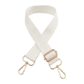Adjustable white woven bag strap with geometric diamond pattern and gold hardware - Gold Buckle / White