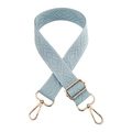 Light blue 3.8cm wide adjustable crossbody bag strap with diamond pattern and gold hooks - Light Blue