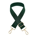 Macro detail of dark green diamond weave shoulder strap with gold metal lobster clasps - Dark Green