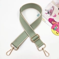 Detail of adjustable wide shoulder strap in bean green with gold lobster clasps - Bean Green