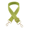 Detail of adjustable grass green woven bag strap with golden lobster clasps and diamond pattern - Yellow-Green