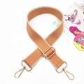 Adjustable wide mustard yellow shoulder strap with gold metal lobster clasps for bags - Beige Orange