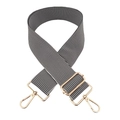 Adjustable 5cm wide black and white striped shoulder strap with gold metal hooks - Gold Buckle / Black