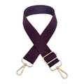 Detail of adjustable deep purple woven shoulder strap with gold geometric diamond pattern - Deep purple