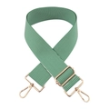 Adjustable 5cm wide green and white striped bag strap with gold metal swivel hooks - Emerald Green