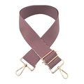 Detail of adjustable 5cm striped shoulder strap with premium gold metal lobster clasps - Burgundy