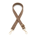 Adjustable brown V-pattern jacquard bag strap with gold metal swivel lobster clasps - Dark Khaki