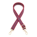 Adjustable 2.5cm red and blue zigzag pattern jacquard strap with gold metal hooks - Red and Blue