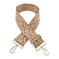 Adjustable 5cm geometric rhombus pattern bag strap with polished gold-tone metal hooks - Gold Rhombus + Gold Buckle