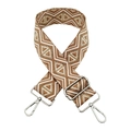 Adjustable wide replacement strap for shoulder bags with geometric diamond jacquard pattern - Gold Rhombus + Silver Buckle