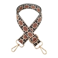 Adjustable geometric jacquard diamond pattern bag strap with light gold hardware - Grid Pink Coffee