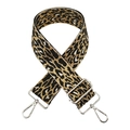 Detail of adjustable leopard print bag strap with silver metal lobster claw clasps - Gold Leopard + Silver Buckle