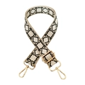 Ethno-Webschultergurt mit schwarzem Geometriemuster und goldfarbenen Haken - Goldschnalle / 1-Beige & Schwarz
