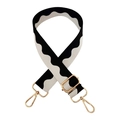Adjustable 3.8cm wide shoulder strap for bags with black and white wavy pattern and gold hooks - Gold Buckle / Black and White